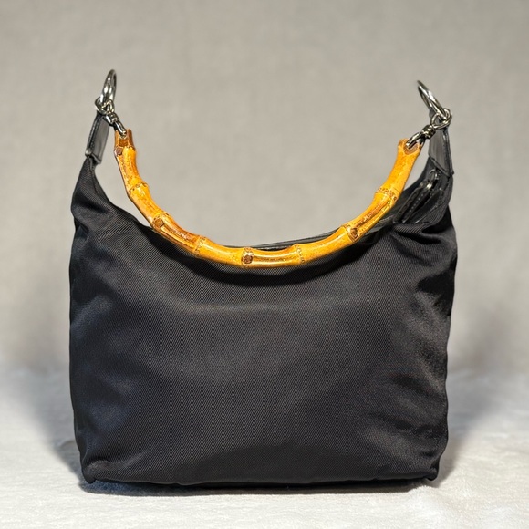 Authentic GUCCI Nylon Bamboo Handle Shoulder Bag - Picture 1 of 7